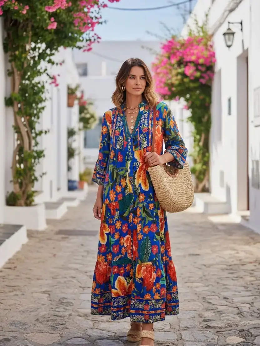 Vacker Sommarklänning i Viscose 3721 Royal Blue