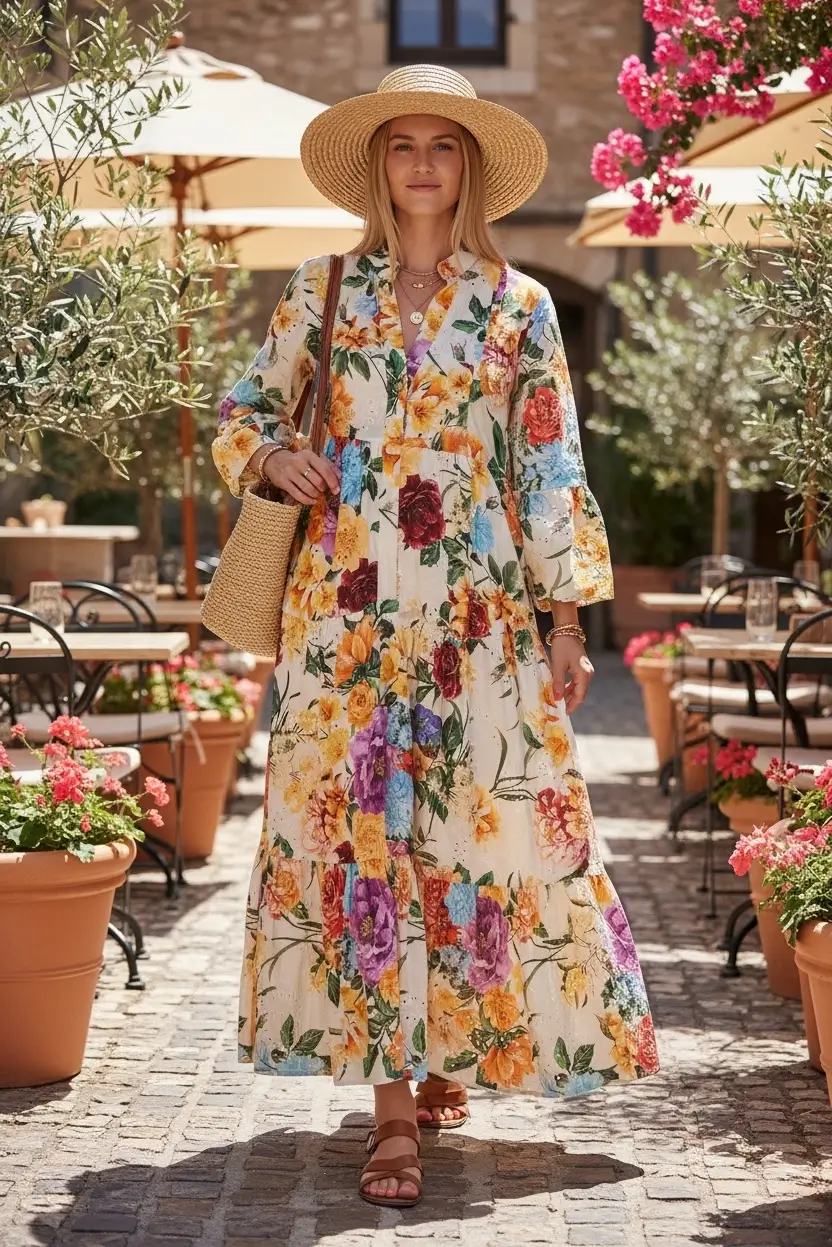 Vacker vit klänning i broderi anglaise onesize strl 38-44