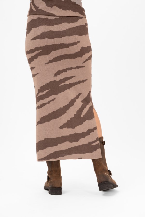 Eleanor stickat kjol brun creme/taupe - Bild 3