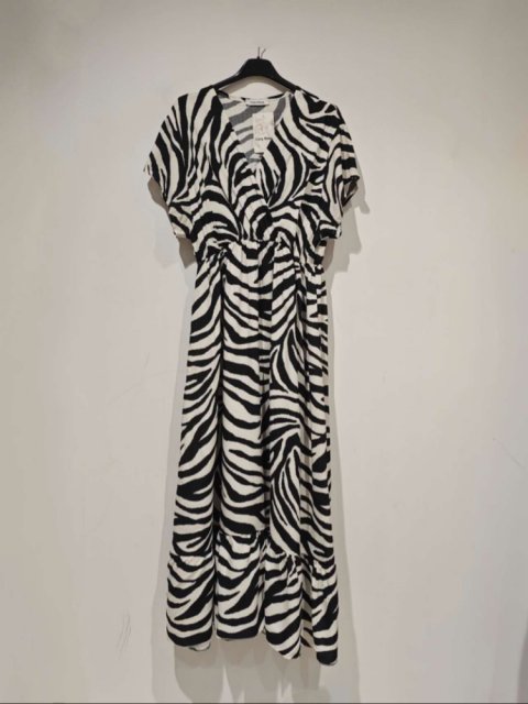Lizette Klänning Zebra Vit