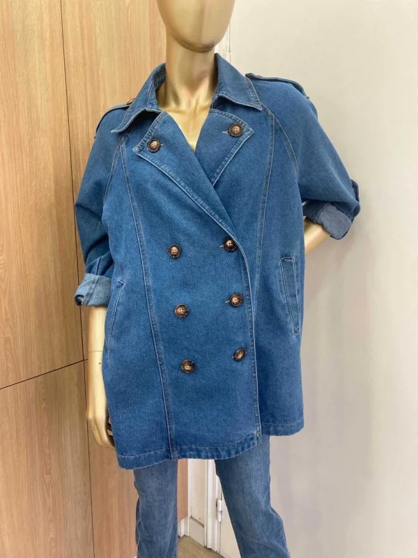 H8130 Oversized halvlång jeansjacka - Bild 2