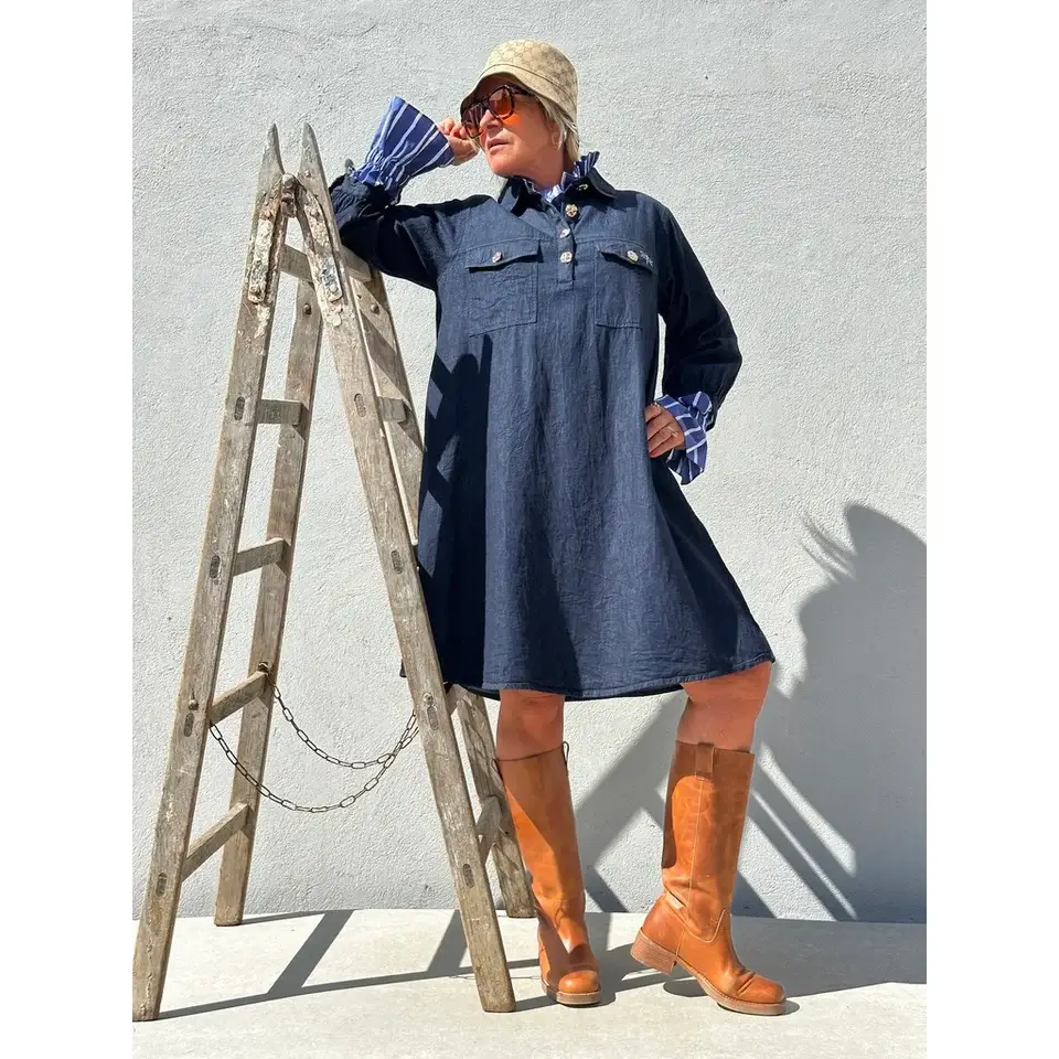 Nice Denim Dress - Blue ifrån Gaspar Express - Bild 3