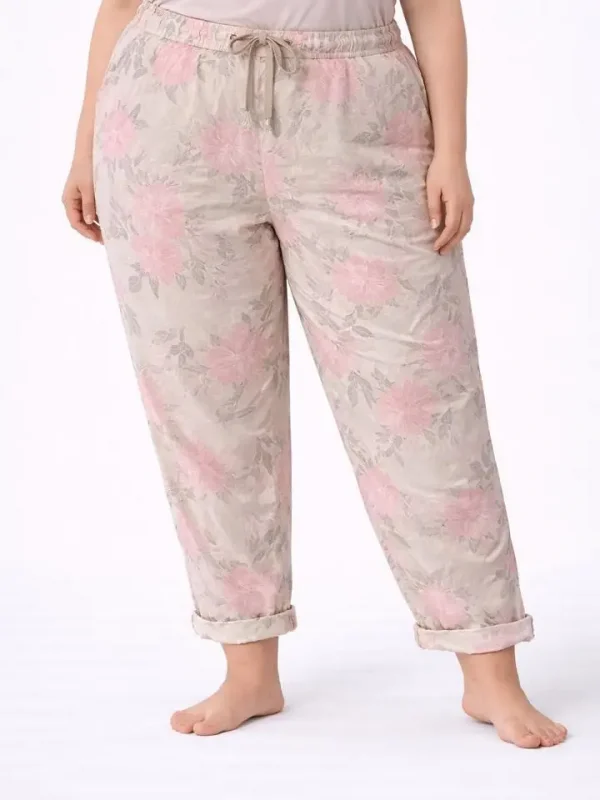 Påfyllt: Luftiga blommönstrade byxor – Elastisk midja Plus Strl 2xl/3xl (Populär) - Bild 2