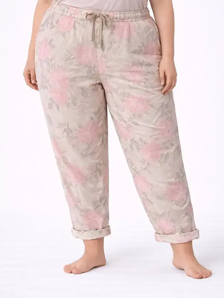 Påfyllt: Luftiga blommönstrade byxor – Elastisk midja Plus Strl 2xl/3xl (Populär) - Bild 2