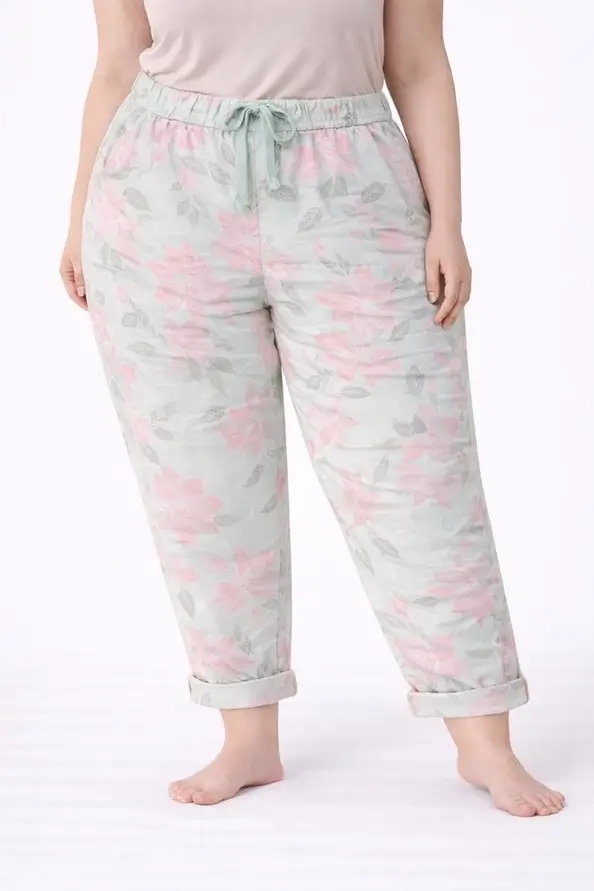 Påfyllt: Luftiga blommönstrade byxor – Elastisk midja Plus Strl 2xl/3xl (Populär) - Bild 3