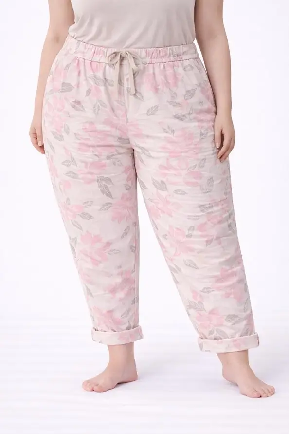 Påfyllt: Luftiga blommönstrade byxor – Elastisk midja Plus Strl 2xl/3xl (Populär) - Bild 4