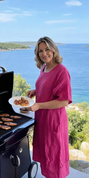 Bästsäljare. Cerise linneklänning design Lene Idar.