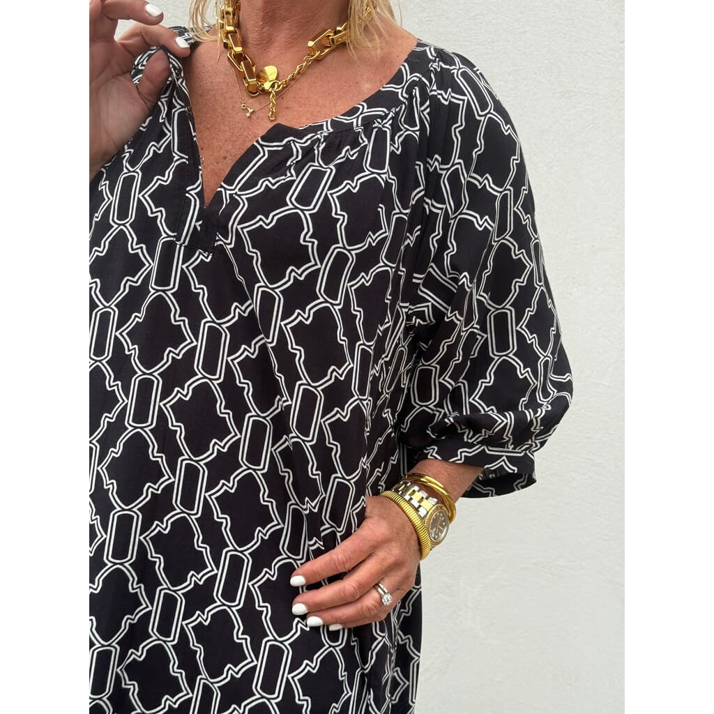 Mönstrad kaftan Athen Svart - Bild 4
