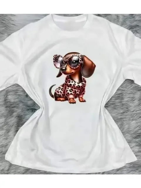 T-shirt i bomull, tryckt, trendig, premiumkvalitet Onesize strl 38/42